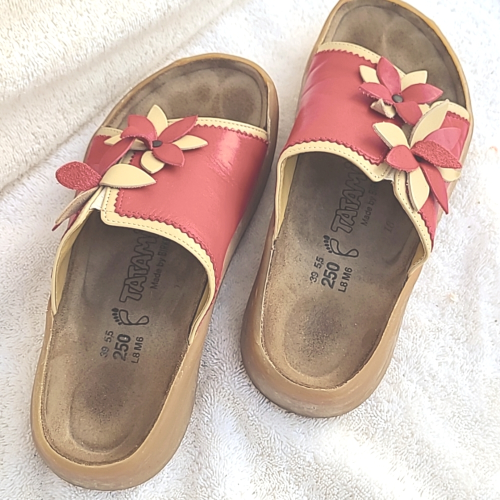 Birkenstock Tatami "Florence" Leather garnet/moonlight slip on sandal.